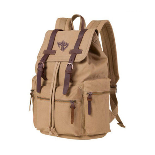 Hiking Backpack Zipper Closure Shoulder Backpack High Capacity Canvas Vintage Backpack